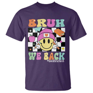 Bruh We Back T Shirt Back To School Retro Groovy Smiley Face TS11 Purple Print Your Wear