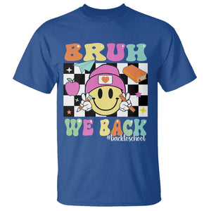 Bruh We Back T Shirt Back To School Retro Groovy Smiley Face TS11 Royal Blue Print Your Wear