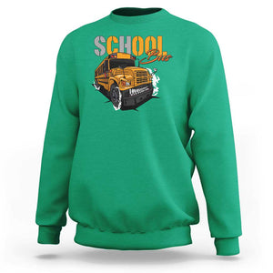 School Bus Sweatshirt Yellow Cool Bus Back To School TS11 Irish Green Print Your Wear