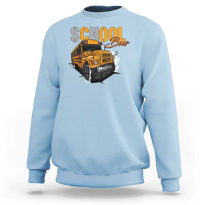 School Bus Sweatshirt Yellow Cool Bus Back To School TS11 Light Blue Print Your Wear