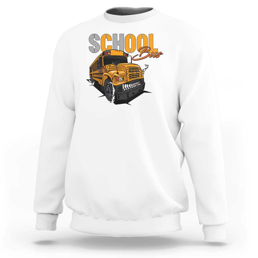 School Bus Sweatshirt Yellow Cool Bus Back To School TS11 White Print Your Wear