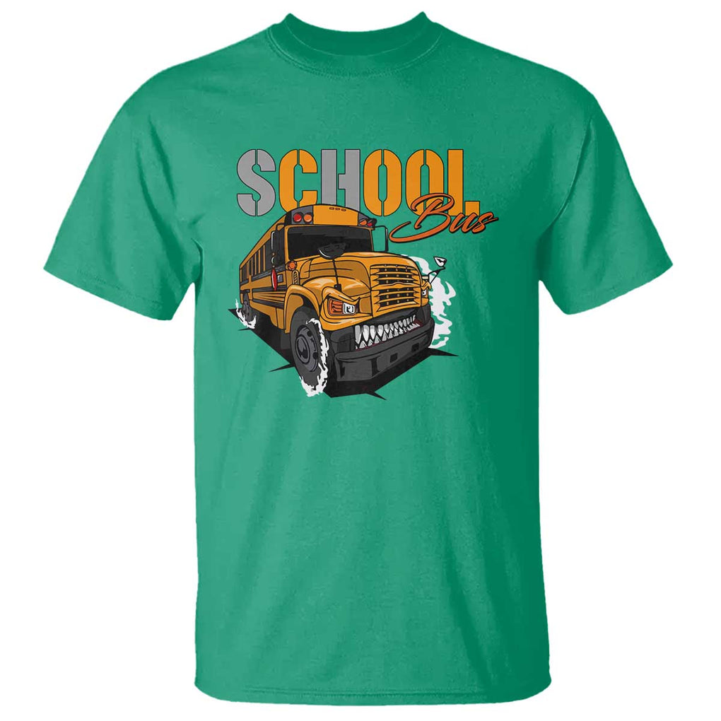 School Bus T Shirt Yellow Cool Bus Back To School TS11 Irish Green Print Your Wear