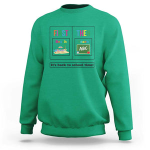 Teacher Sweatshirt First Beach Then Teach It's Back To School Time TS11 Irish Green Print Your Wear