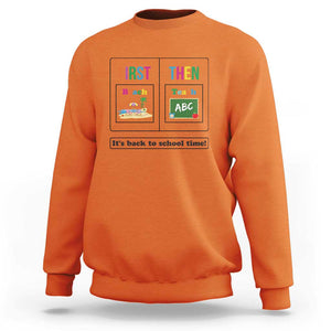 Teacher Sweatshirt First Beach Then Teach It's Back To School Time TS11 Orange Print Your Wear