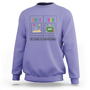 Teacher Sweatshirt First Beach Then Teach It's Back To School Time TS11 Violet Print Your Wear