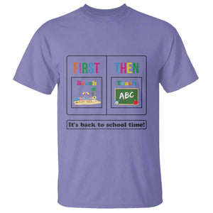 Teacher T Shirt First Beach Then Teach It's Back To School Time TS11 Violet Print Your Wear
