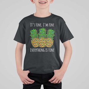 Funny Christmas In July Pineapple T Shirt For Kid It's Fine I'm Fine Everything Is Fine TS11 Black Print Your Wear