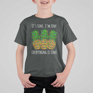 Funny Christmas In July Pineapple T Shirt For Kid It's Fine I'm Fine Everything Is Fine TS11 Dark Heather Print Your Wear