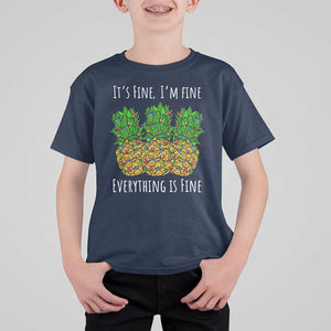 Funny Christmas In July Pineapple T Shirt For Kid It's Fine I'm Fine Everything Is Fine TS11 Navy Print Your Wear