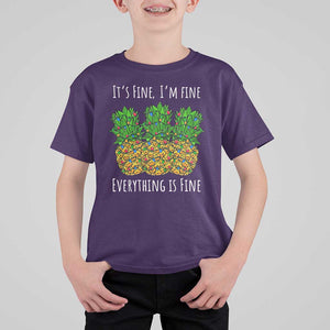 Funny Christmas In July Pineapple T Shirt For Kid It's Fine I'm Fine Everything Is Fine TS11 Purple Print Your Wear