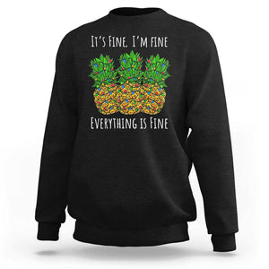 Funny Christmas In July Pineapple Sweatshirt It's Fine I'm Fine Everything Is Fine TS11 Black Print Your Wear