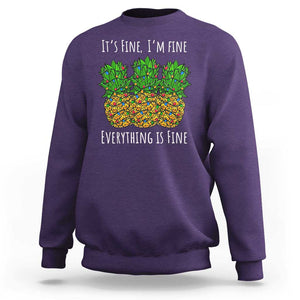 Funny Christmas In July Pineapple Sweatshirt It's Fine I'm Fine Everything Is Fine TS11 Purple Print Your Wear