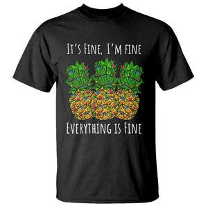 Funny Christmas In July Pineapple T Shirt It's Fine I'm Fine Everything Is Fine TS11 Black Print Your Wear