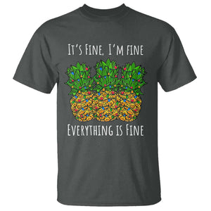 Funny Christmas In July Pineapple T Shirt It's Fine I'm Fine Everything Is Fine TS11 Dark Heather Print Your Wear