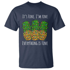 Funny Christmas In July Pineapple T Shirt It's Fine I'm Fine Everything Is Fine TS11 Navy Print Your Wear