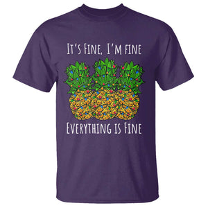 Funny Christmas In July Pineapple T Shirt It's Fine I'm Fine Everything Is Fine TS11 Purple Print Your Wear