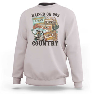 Funny Western Country Sweatshirt Raised On 90s Country Mixtape TS11 Ice Gray Print Your Wear