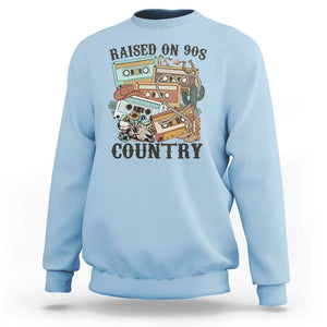 Funny Western Country Sweatshirt Raised On 90s Country Mixtape TS11 Light Blue Print Your Wear