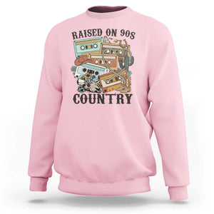 Funny Western Country Sweatshirt Raised On 90s Country Mixtape TS11 Light Pink Print Your Wear