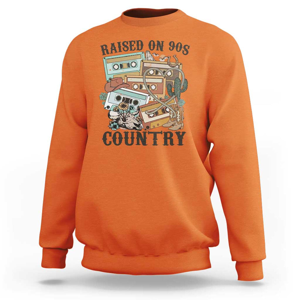 Funny Western Country Sweatshirt Raised On 90s Country Mixtape TS11 Orange Print Your Wear