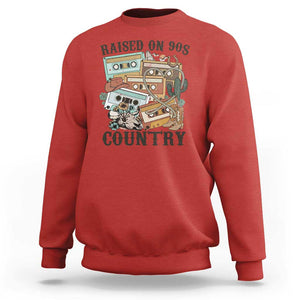 Funny Western Country Sweatshirt Raised On 90s Country Mixtape TS11 Red Print Your Wear