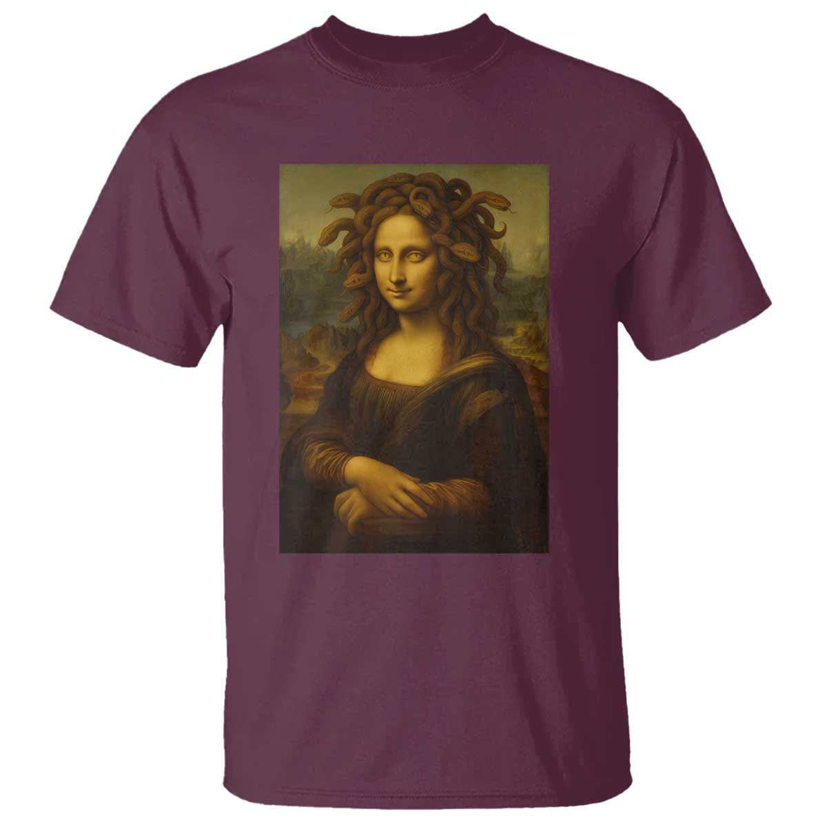 Medusa Mona Lisa T Shirt Greek Mythology Ancient TS11 Maroon Print Your Wear