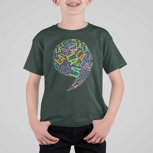 Funny Kamala T Shirt For Kid Retro Comma La Punctuation For President TS11 Dark Forest Green Print Your Wear