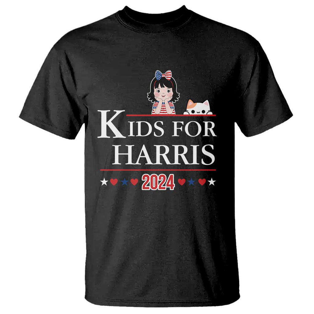 Kids For Harris T Shirt Cat And Toddlers Love Kamala US Flag TS11 Black Print Your Wear