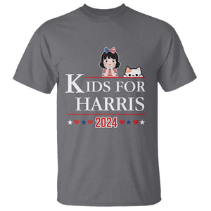 Kids For Harris T Shirt Cat And Toddlers Love Kamala US Flag TS11 Charcoal Print Your Wear