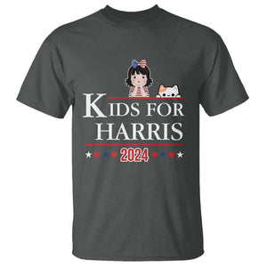 Kids For Harris T Shirt Cat And Toddlers Love Kamala US Flag TS11 Dark Heather Print Your Wear