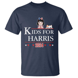 Kids For Harris T Shirt Cat And Toddlers Love Kamala US Flag TS11 Navy Print Your Wear