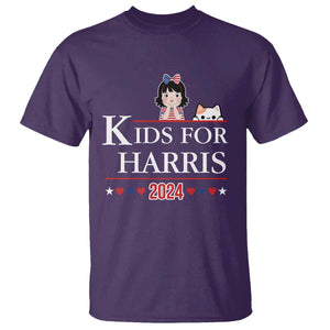 Kids For Harris T Shirt Cat And Toddlers Love Kamala US Flag TS11 Purple Print Your Wear