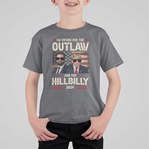 Trump Vance 2024 T Shirt For Kid I'm Voting For The Outlaw And The Hillbilly US Flag TS11 Charcoal Print Your Wear