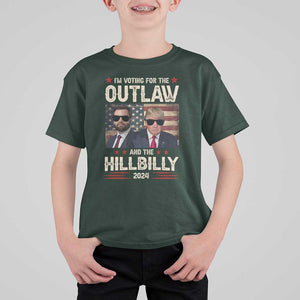 Trump Vance 2024 T Shirt For Kid I'm Voting For The Outlaw And The Hillbilly US Flag TS11 Dark Forest Green Print Your Wear