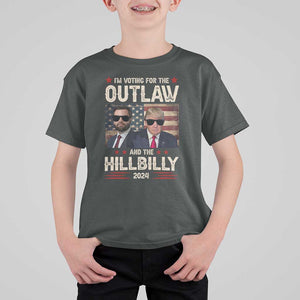 Trump Vance 2024 T Shirt For Kid I'm Voting For The Outlaw And The Hillbilly US Flag TS11 Dark Heather Print Your Wear