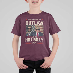 Trump Vance 2024 T Shirt For Kid I'm Voting For The Outlaw And The Hillbilly US Flag TS11 Maroon Print Your Wear