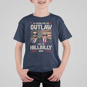 Trump Vance 2024 T Shirt For Kid I'm Voting For The Outlaw And The Hillbilly US Flag TS11 Navy Print Your Wear