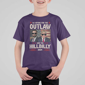 Trump Vance 2024 T Shirt For Kid I'm Voting For The Outlaw And The Hillbilly US Flag TS11 Purple Print Your Wear