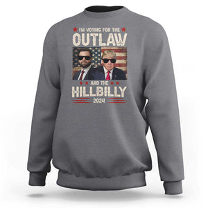 Trump Vance 2024 Sweatshirt I'm Voting For The Outlaw And The Hillbilly US Flag TS11 Charcoal Print Your Wear