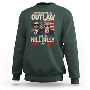 Trump Vance 2024 Sweatshirt I'm Voting For The Outlaw And The Hillbilly US Flag TS11 Dark Forest Green Print Your Wear