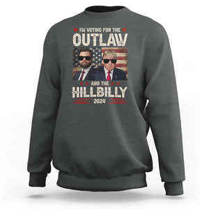 Trump Vance 2024 Sweatshirt I'm Voting For The Outlaw And The Hillbilly US Flag TS11 Dark Heather Print Your Wear