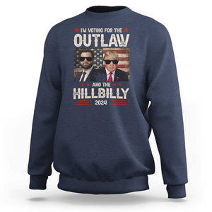 Trump Vance 2024 Sweatshirt I'm Voting For The Outlaw And The Hillbilly US Flag TS11 Navy Print Your Wear