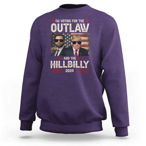 Trump Vance 2024 Sweatshirt I'm Voting For The Outlaw And The Hillbilly US Flag TS11 Purple Print Your Wear