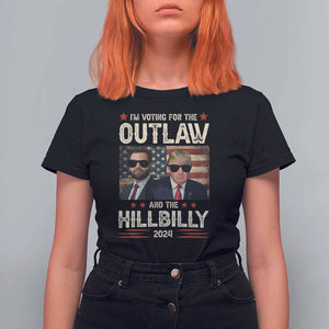 Trump Vance 2024 T Shirt For Women I'm Voting For The Outlaw And The Hillbilly US Flag TS11 Black Print Your Wear