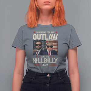 Trump Vance 2024 T Shirt For Women I'm Voting For The Outlaw And The Hillbilly US Flag TS11 Charcoal Print Your Wear