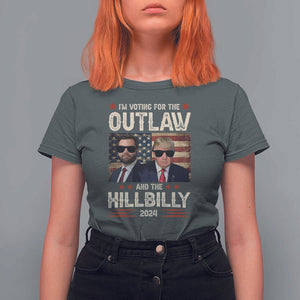 Trump Vance 2024 T Shirt For Women I'm Voting For The Outlaw And The Hillbilly US Flag TS11 Dark Heather Print Your Wear