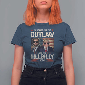 Trump Vance 2024 T Shirt For Women I'm Voting For The Outlaw And The Hillbilly US Flag TS11 Navy Print Your Wear