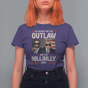 Trump Vance 2024 T Shirt For Women I'm Voting For The Outlaw And The Hillbilly US Flag TS11 Purple Print Your Wear