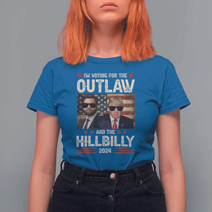 Trump Vance 2024 T Shirt For Women I'm Voting For The Outlaw And The Hillbilly US Flag TS11 Royal Blue Print Your Wear