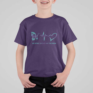 Suicide Prevention T Shirt For Kid No Story Should End Too Soon Butterfly Heartbeat TS11 Purple Print Your Wear